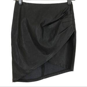 Olivaceous Black Asymmetrical Faux Leather Skirt Size Small